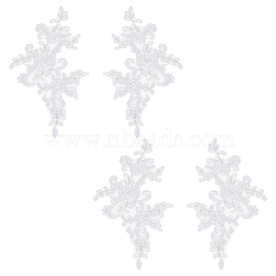 Flower Polyester Computerized Embroidery Sew on Ornament Accessories, Ethnic Style Lace Embroidery Appliques, White, 235x145x1.5mm(DIY-WH0504-165A)