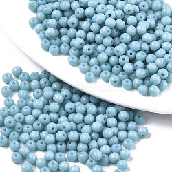 Opaque Colours Glass Beads, Round, Sky Blue, 4x3mm, Hole: 1mm, about 4500pcs/bag(SEED-S040-01A-08)