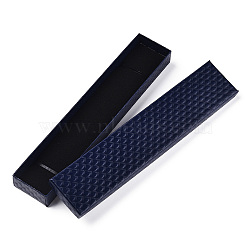 Rhombus Textured Cardboard Jewelry Necklace Boxes, with Black Sponge, for Jewelry Gift Packaging, Rectangle, Prussian Blue, 21.1x4.3x2.1cm, Inside: 20.8×3.85cm(CBOX-T006-03B)