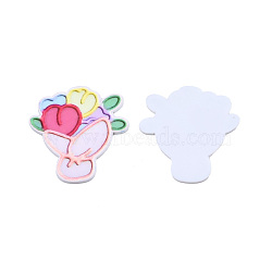 Printed Acrylic Cabochons, Rubberized Style, Flower, Colorful, 44x41x2mm(OACR-N135-85)