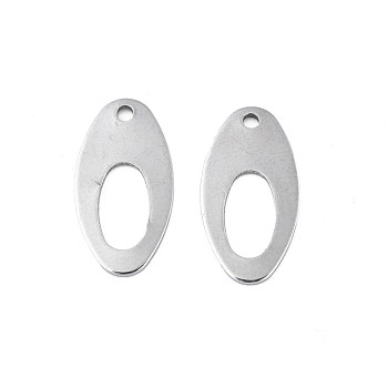 201 Stainless Steel Pendants, Stamping Blank Tag, Oval, Stainless Steel Color, 19x9.5x1mm, Hole: 1.5mm