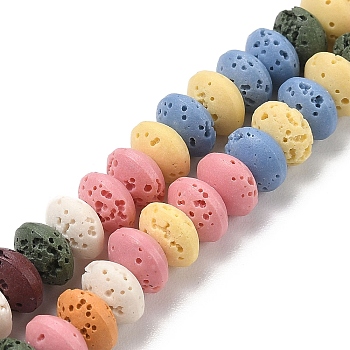 Synthetic Lava Rock Beads Strands, Dyed, Rondelle, Saucer Beads, Mixed Color, 8x5mm, Hole: 1.8mm, about 73pcs/strand, 14.57''(37cm)