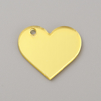 Transparent Acrylic Pendants, Yellow, Heart, 21.5x25x1.8mm, Hole: 2mm
