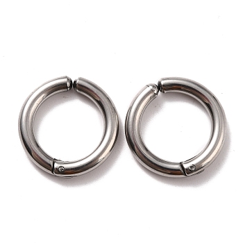 304 Stainless Steel Clip-on Earrings, Hypoallergenic Earrings, Ring, Stainless Steel Color, 19x3mm
