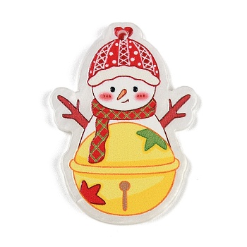 Christmas Theme Opaque Printed Acrylic Pendants, Snowman, 31x2.5x2.5mm, Hole: 2mm