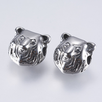 304 Stainless Steel Beads, Bear, Antique Silver, 13x12.5x8.5mm, Hole: 3mm