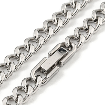 Non-Tarnish 201 Stainless Steel Cuban Link Chain Necklaces for Women and Men, Stainless Steel Color, 21.97 inch(55.8cm)