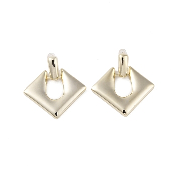 Brass Pendants Stud Earrings, Rhombus, Golden, 44.5x42mm