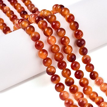 Dyed Natural White Jade Beads Strands, Two Tone, Round, Chocolate, 6x6mm, Hole: 0.9mm, about 61~65pcs/strand, 14.65~15.2''(37.2~38cm)