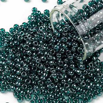 TOHO Round Seed Beads, Japanese Seed Beads, (108BD) Transparent Luster Teal, 8/0, 3mm, Hole: 1mm, about 10000pcs/pound