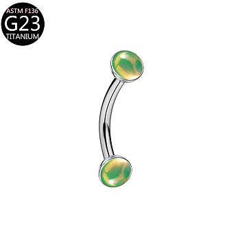 G23 Titanium Enamel Curved Barbell Eyebrow Rings, Stainless Steel Color, Lime Green, 10mm