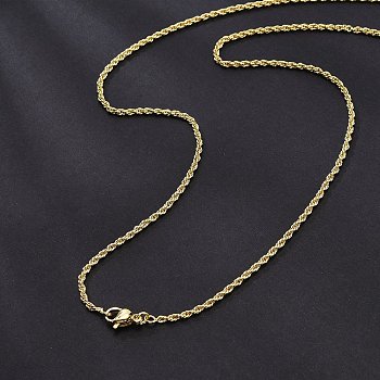 2mm Brass Rope Chain Necklaces for Men Women, Long-Lasting Plated, Golden, 23.23 inch(59cm)