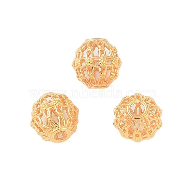 Real 18K Gold Plated Round Sterling Silver Beads