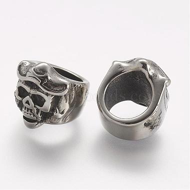 Antique Silver Skull 304 Stainless Steel Slide Charms