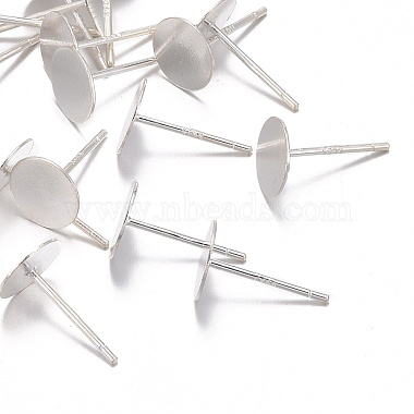 925 Sterling Silver Flat Pad  Stud Earring Findings(STER-K167-045F-S)-3