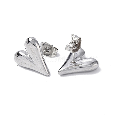 Pendientes de acero inoxidable con forma de corazón que no se deslustran 304 para mujer(EJEW-F300-09P)-2