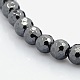 Faceted Round Non-magnetic Synthetic Hematite Beads Strands(G-P061-60-8mm)-1
