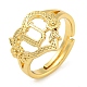 Heart with Letter & Flower Rack Plating Brass Adjustable Rings for Women(RJEW-I105-05G-U)-1