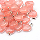 Heart Dyed Cherry Quartz Glass Pendants(G-Q371-03)-1