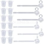 200Pcs Resin Studs Earring Findings, with 200Pcs Plastic Ear Nuts, Clear, 13.5x2.7mm, Hole: 0.8mm, Pin: 0.8mm(FIND-SP0003-63)