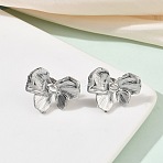 Valentine's Day 304 Stainless Steel Stud Earrings for Women, Flower, Stainless Steel Color, 19x22.5mm(EJEW-K332-02P)