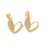 Brass Micro Pave Clear Cubic Zirconia Pendants, Cadmium Free & Nickel Free & Lead Free, with Shell, Heart, Real 18K Gold Plated, 10.5x11.5x2.5mm, Hole: 5x2.5mm(KK-A214-10G)