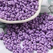 Baking Paint Glass Seed Beads, Peanut, Lilac, 5.5~6x3~3.5x3mm, Hole: 1~1.2mm, about 4000pcs/pound(SEED-K009-01A-11)