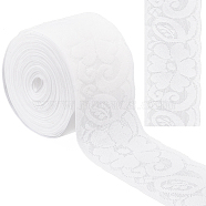 6.25M Nylon Elastic Lace Trim, Stretchy Flower Lace Ribbon For Sewing Decoration, White, 2-1/8~2-1/4 inch(55~57mm), about 6.84 Yards(6.25m)/Bag(OCOR-GF0003-77A)