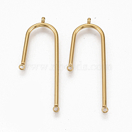 304 Stainless Steel Asymmetric Length Chandelier Component Links, 3 Loop Connectors, Arch, Golden, 39.5x14x1.5mm, Hole: 1.5mm(STAS-T050-029G)