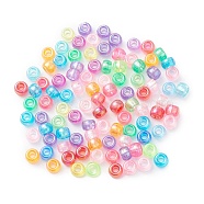 Transparent Plastic Beads, AB Color Plated, Barrel, Mixed Color, 9x6mm, Hole: 3.7mm, about 1700pcs/500g(KY-C013-09)