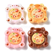 Opaque Resin Imitation Food Decoden Cabochons, Cat Shaped Pizza, Mixed Color, 24x22x9mm(CRES-Z006-08)