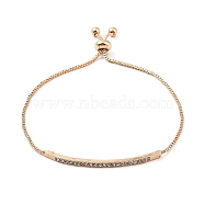 Alloy Crystal Rhinestone Box Chain Slider Bracelets, Adjustable Curved Rectangle Bracelets for Women, Light Gold, Inner Diameter: 1/2~2-1/2 inch(1.4~6.5cm)(BJEW-F469-01KCG)