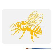 US 1 Pc PET Hollow Out Drawing Painting Stencils, for DIY Scrapbook, Photo Album, with 1Pc Art Paint Brushes, Bees, 210x297mm(DIY-FG0005-14D)