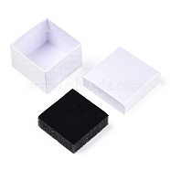 Square Cardboard Ring Boxes, with Sponge Inside, White, 2x2x1-3/8 inch(5x5x3.5cm)(CBOX-S020-06)