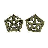 5-Petal Tibetan Style Alloy Bead Caps, Cadmium Free & Lead Free, Antique Bronze, 11x12x4mm, Hole: 2mm, about 1923pcs/1000g(TIBEP-R304-086AB-LF)