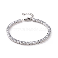 304 Stainless Steel Rhinestone Strass Chain Bracelets, Rhinestone Cup Chains, with Lobster Claw Clasps, Crystal, Stainless Steel Color, 6-3/4 inch(17cm)(STAS-B021-14P)