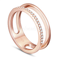 SHEGRACE 925 Sterling Silver Finger Rings, with Grade AAA Cubic Zirconia, Clear, Rose Gold, US Size 5 1/2(16.1mm)(JR720A)