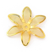 Brass Bead Cap, with Iron Finding, Etched Metal Embellishments, Flower, Golden, 40x35x5mm, Hole: 2mm(KKC-A001-01G)