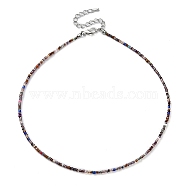 Glass Beaded Necklace, with Alloy Clasps, Colorful, 16.10 inch(40.9cm)(NJEW-Z029-05L)