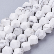 Natural Howlite Beads Strands, Faceted, Round, 8x7mm, Hole: 1mm, about 49pcs/strand, 15.3 inch(39cm)(G-J376-40-8mm)