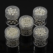Iron Round Spacer Beads, Silver Color Plated, 2~5mm, Hole: 1~2mm(Five Size:5mm,hole:2mm,4mm,hole:1.7mm,3mm,hole: 1.2mm,2.5mm,hole:1mm,2mm,hole:0.8mm)(IFIN-X0001-S-B)