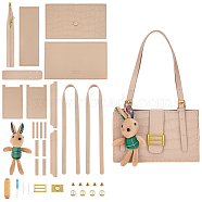Rabbit DIY Imitation Leather Crossbody Bag Kits, including PU Leather Fabrics, Adjustable Shoulder Straps, Threads, Needles, Zipper, Screwdriver, Alloy Clasp, Wheat(DIY-WH0410-01B)
