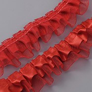 Polyester Ruffled Trimming, for Doll Clothes, Lolita Costume Accessories, Red, 40x1mm(DIY-WH0308-395B)