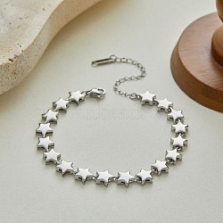 304 Stainless Steel Star Link Chains Bracelets for Women, Star, Stainless Steel Color, 7.24 inch(18.4cm)(SA-CBA4051-01P)