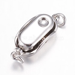 304 Stainless Steel Box Clasps, Stainless Steel Color, 20x8x7mm, Hole: 2.5mm, pin: 1.2mm(STAS-P100-22P)