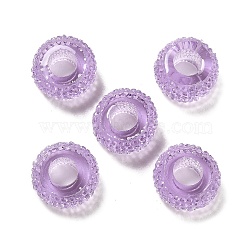 Transparent Resin European Beads, Large Hole Beads, Textured Rondelle, Plum, 12x6.5mm, Hole: 5mm(RESI-B020-03D)