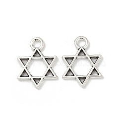 Tibetan Style Alloy Pendants, Star Charms, Antique Silver, 16.5x13x1.5mm, Hole: 2mm(TIBE-S324-24AS)