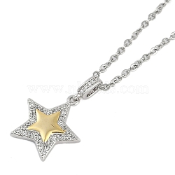 Brass Clear Cubic Zirconia Pendant Cable Chain Necklaces, Golden & Stainless Steel Color, Star, 17.72 inch(45cm)(NJEW-D088-04B)