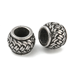 Retro 304 Stainless Steel European Beads, Large Hole Beads, Rondelle, Antique Silver, 8x6.5mm, Hole: 4.5mm(STAS-B071-05AS)