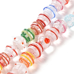 Round Handmade Clear Lampwork Beads Strands, Colorful, 13~13.5x11.5mm, Hole: 1.2mm, about 30pcs/strand, 13.58~13.78 inch(34.5~35cm)(LAMP-G150-02D)